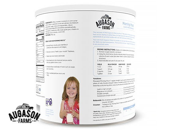Augason Farms: Morning Moos Lowfat Milk Alternative Can
